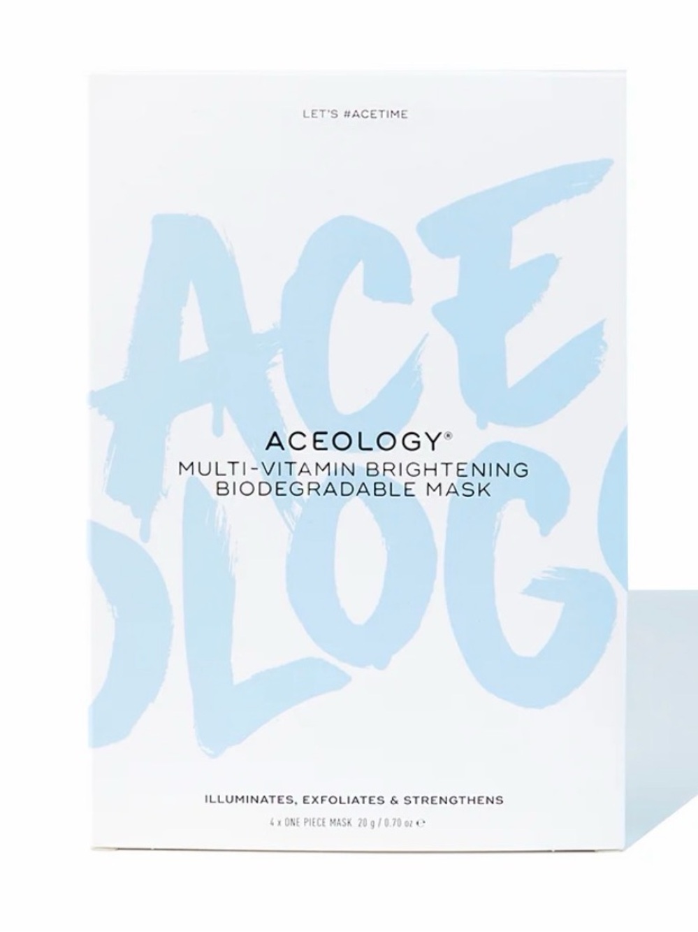 NWT Aceology 4 pack multivitamin brightening biodegradable facemasks